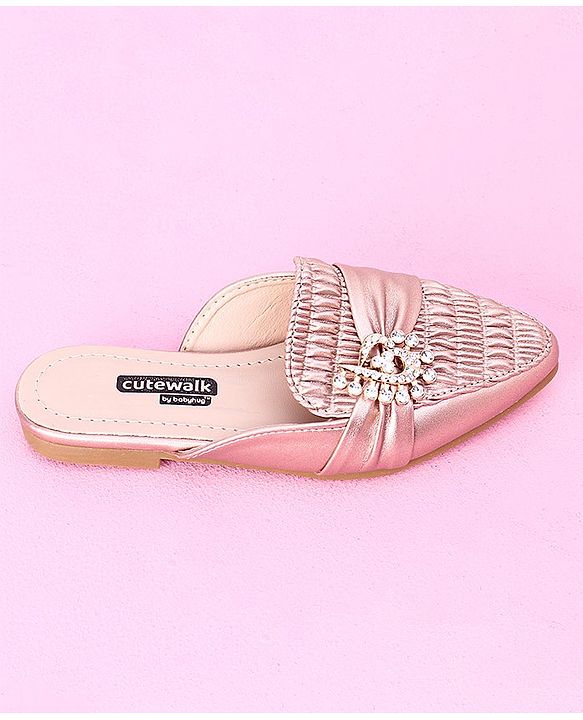 Cute Walk by Babyhug Stone Studded Sandals - Golden
