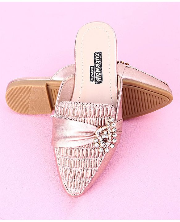 Cute Walk by Babyhug Stone Studded Sandals - Golden