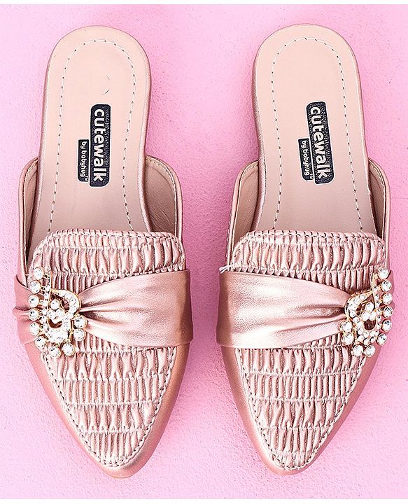 Cute Walk by Babyhug Stone Studded Sandals - Golden