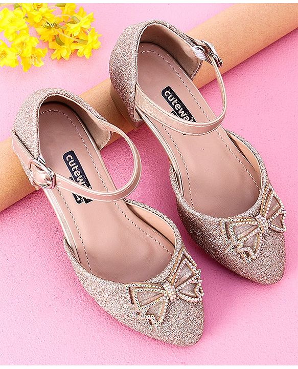 Cute Walk by Babyhug Sandals Bow & Stones Applique - Golden