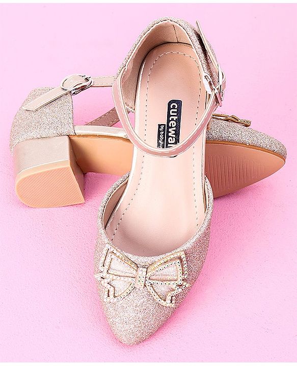 Cute Walk by Babyhug Sandals Bow & Stones Applique - Golden