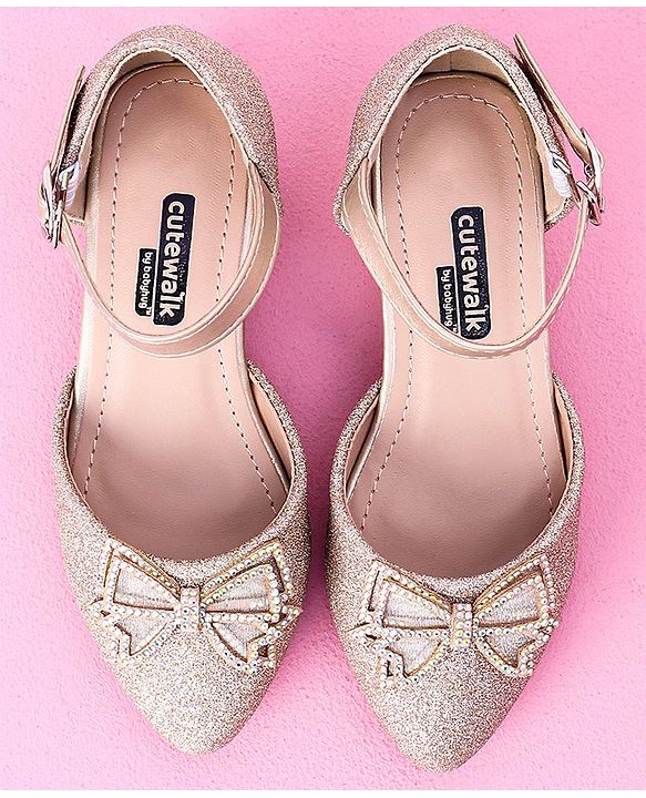 Cute Walk by Babyhug Sandals Bow & Stones Applique - Golden