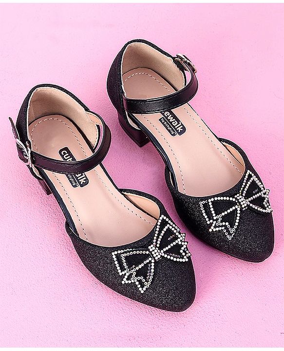 Cute Walk by Babyhug Sandals Bow & Stones Applique - Black