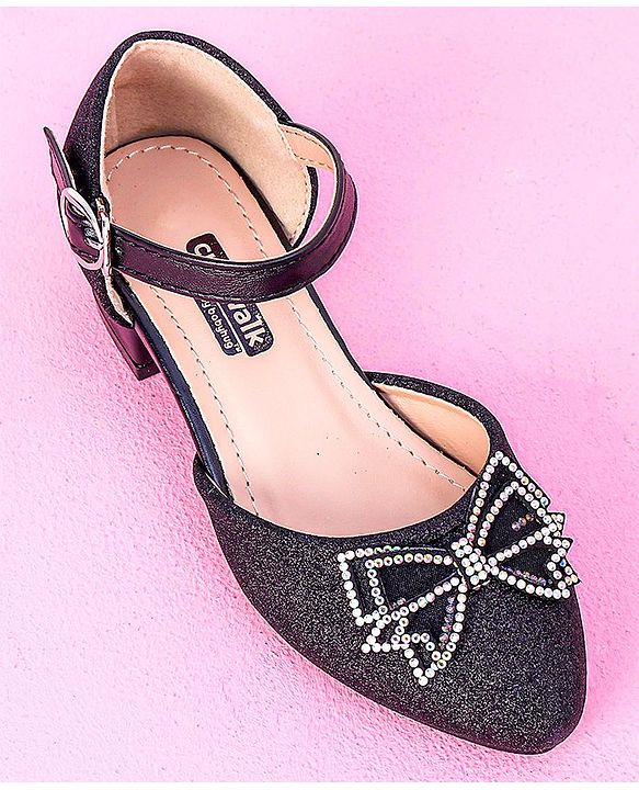 Cute Walk by Babyhug Sandals Bow & Stones Applique - Black