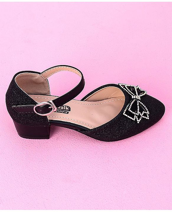 Cute Walk by Babyhug Sandals Bow & Stones Applique - Black