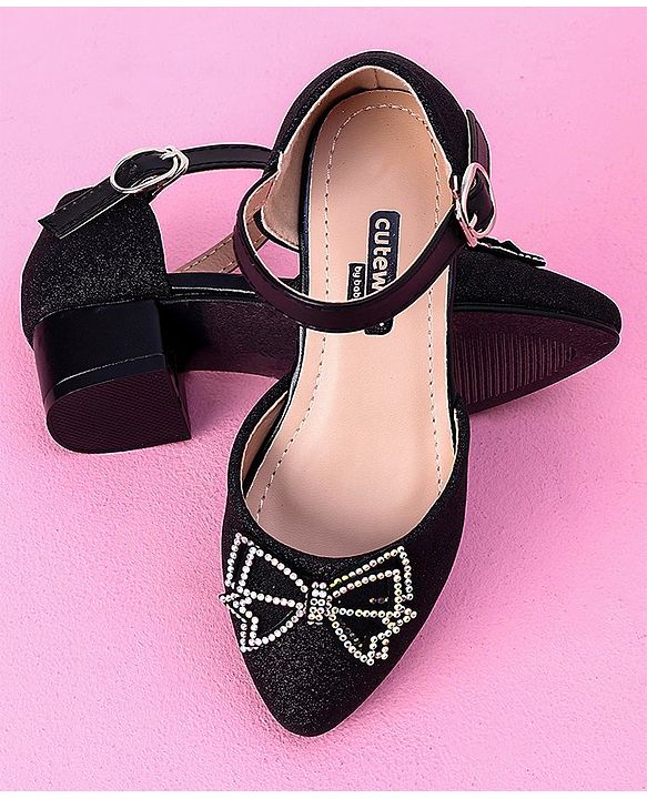 Cute Walk by Babyhug Sandals Bow & Stones Applique - Black