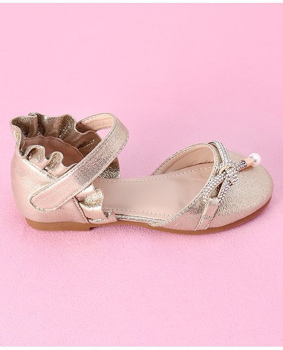 Cute Walk by Babyhug Sandals with Lace Applique - Gold