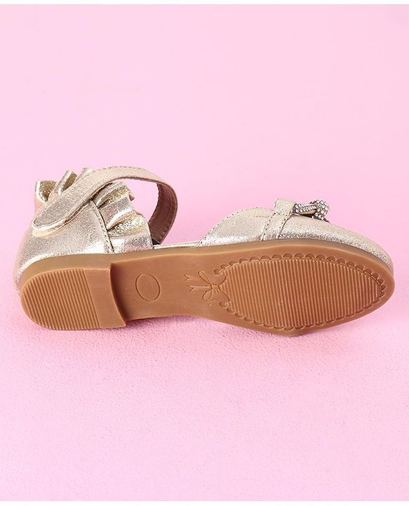 Cute Walk by Babyhug Sandals with Lace Applique - Gold