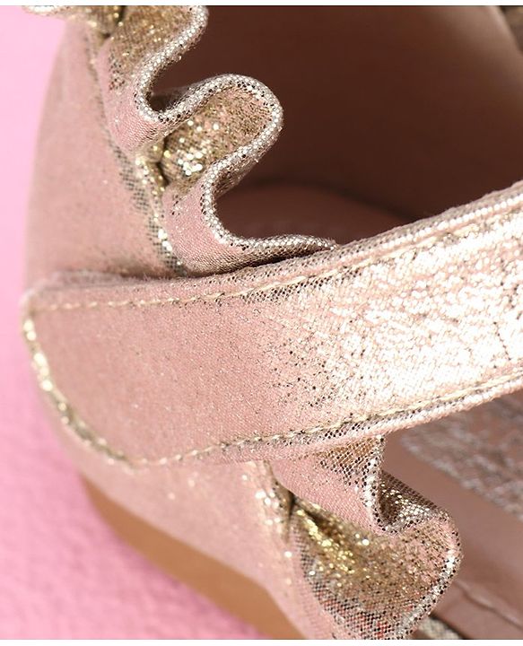 Cute Walk by Babyhug Sandals with Lace Applique - Gold