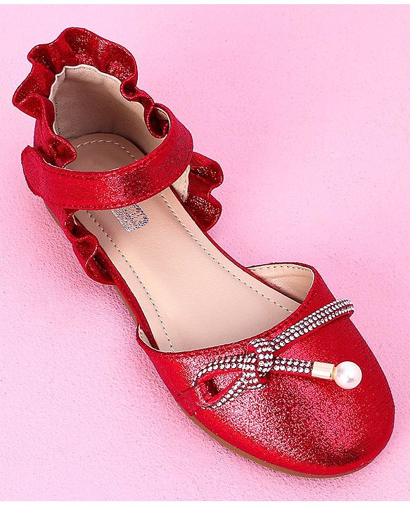 Cute Walk by Babyhug Sandals with Lace Applique - Red