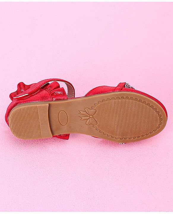 Cute Walk by Babyhug Sandals with Lace Applique - Red