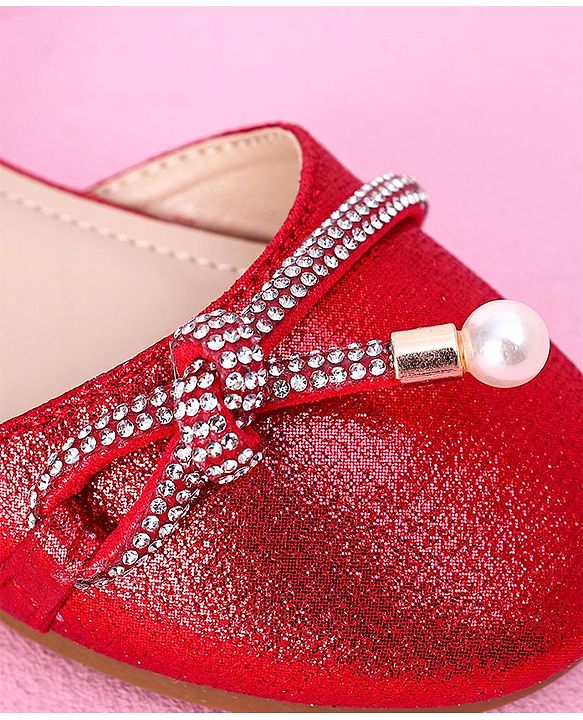 Cute Walk by Babyhug Sandals with Lace Applique - Red