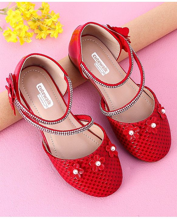 Cute Walk by Babyhug Ballerina with Flower Applique - Red