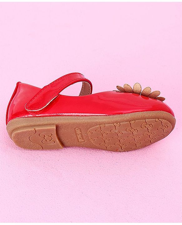Cute Walk by Babyhug Sandals Floral & Beads Applique - Red