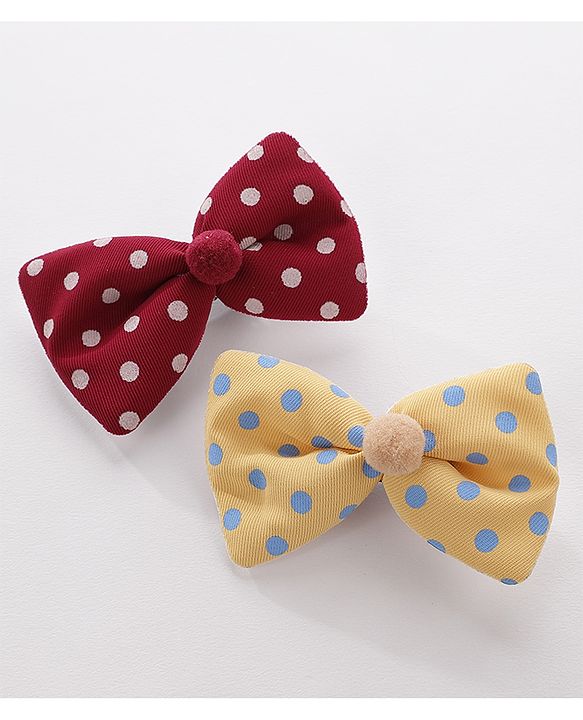 Pine Kids Hair Clips Pack of 6 - Yellow & Maroon