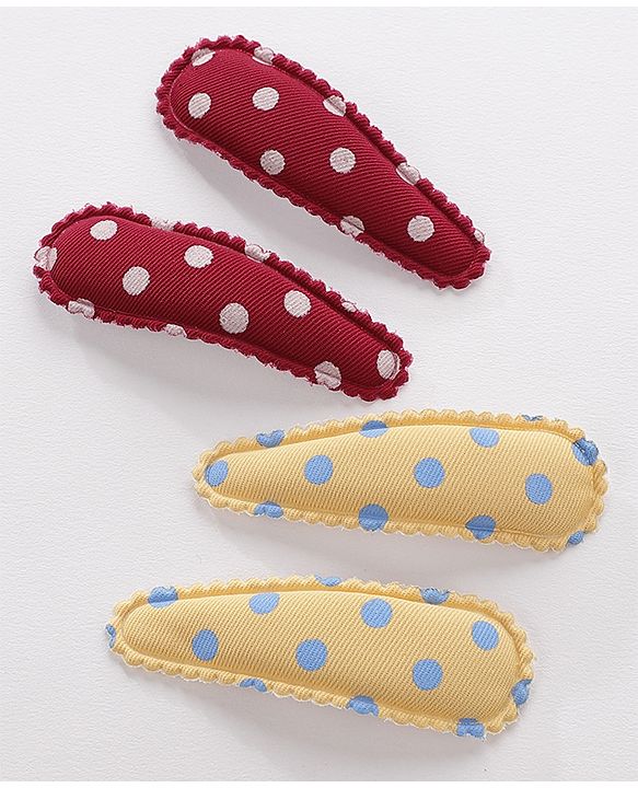 Pine Kids Hair Clips Pack of 6 - Yellow & Maroon