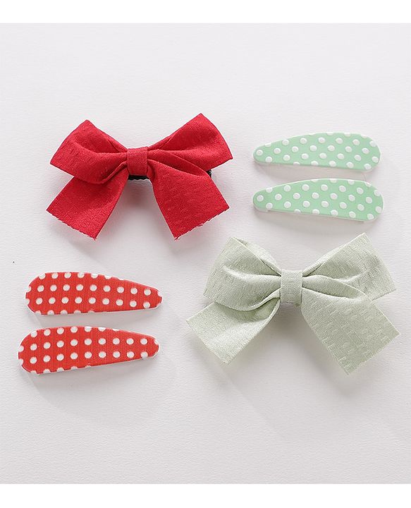 Pine Kids Hair Clips Pack of 6 - Red & Green