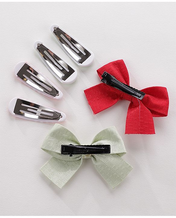 Pine Kids Hair Clips Pack of 6 - Red & Green