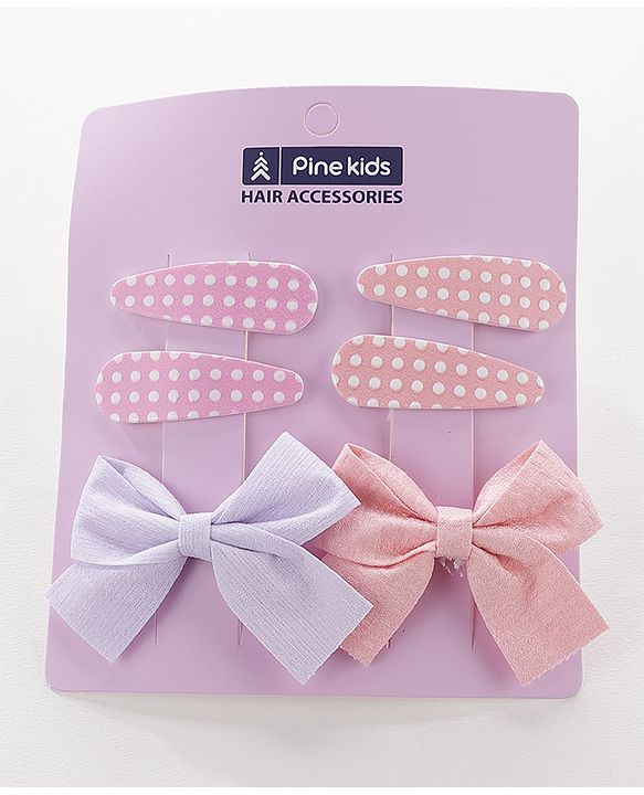 Pine Kids Hair Clips Pack of 6 - Pink & Purple