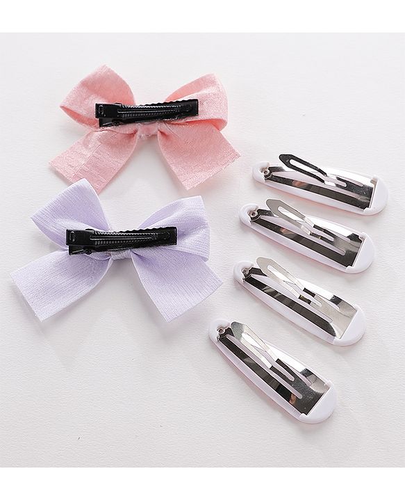 Pine Kids Hair Clips Pack of 6 - Pink & Purple