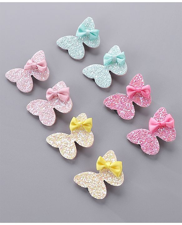 Babyhug  Free Size Bow Clips Pack of 3 - Pink white & Green