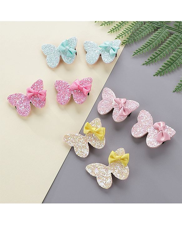 Babyhug Bow & Butterfly Hair Clips Pack of 8 - Multicolor