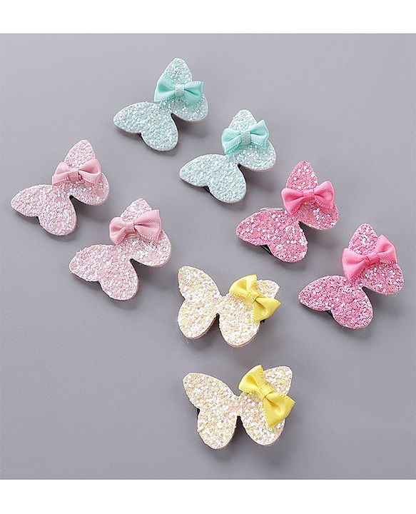 Babyhug Bow & Butterfly Hair Clips Pack of 8 - Multicolor