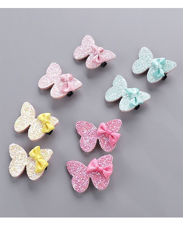 Babyhug Bow & Butterfly Hair Clips Pack of 8 - Multicolor