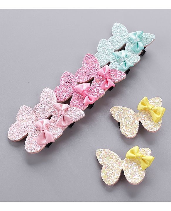 Babyhug Bow & Butterfly Hair Clips Pack of 8 - Multicolor