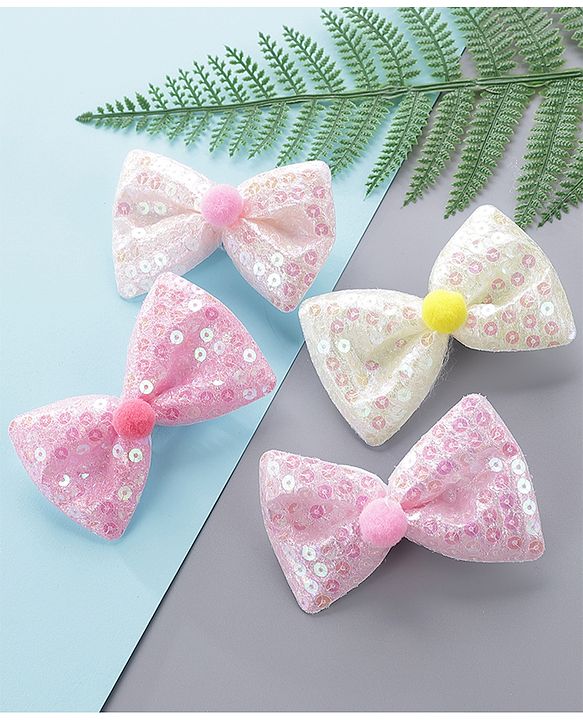 Pine Kids Bow Hair Clips Pack of 4 - Multicolor