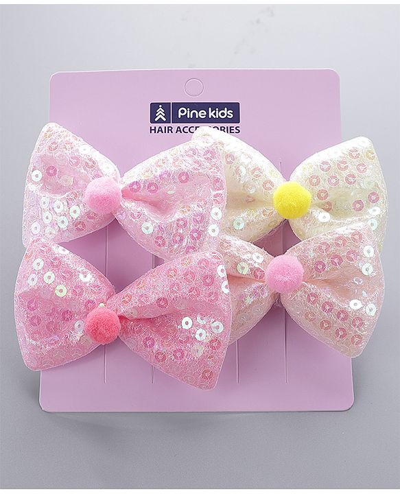 Pine Kids Bow Hair Clips Pack of 4 - Multicolor