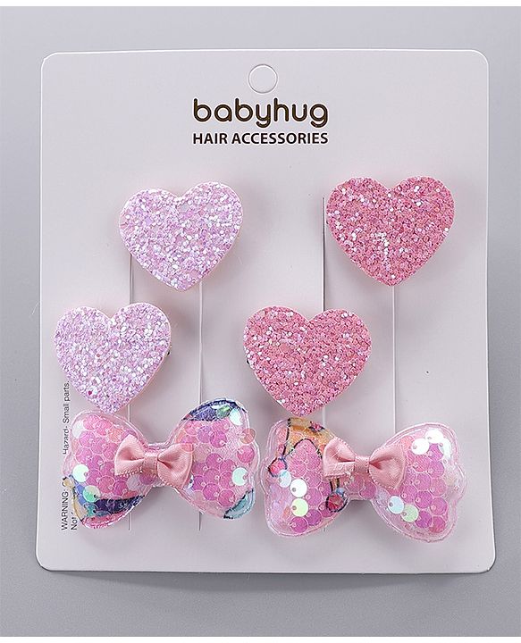 Babyhug Hair Clips Pack of 6 - Pink