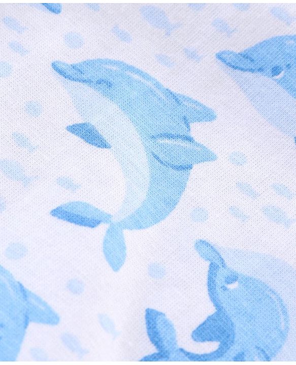 Babyhug Half Sleeves Quick Dry Night Suit Dolphin Print - Orange White
