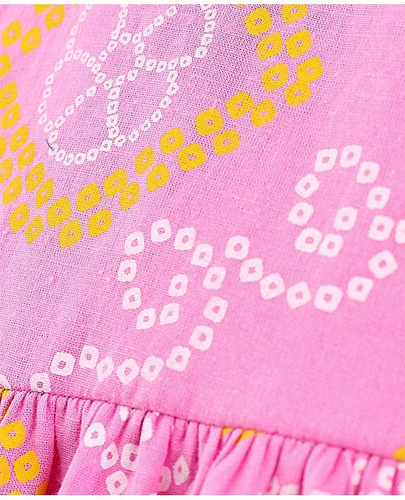 Pine Kids Full Sleeves Cotton Printed Kurti with Palazzo - Pink