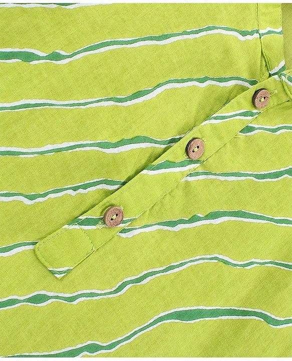 Pine Kids Full Sleeves Kurta Pajama Set Printed - Green