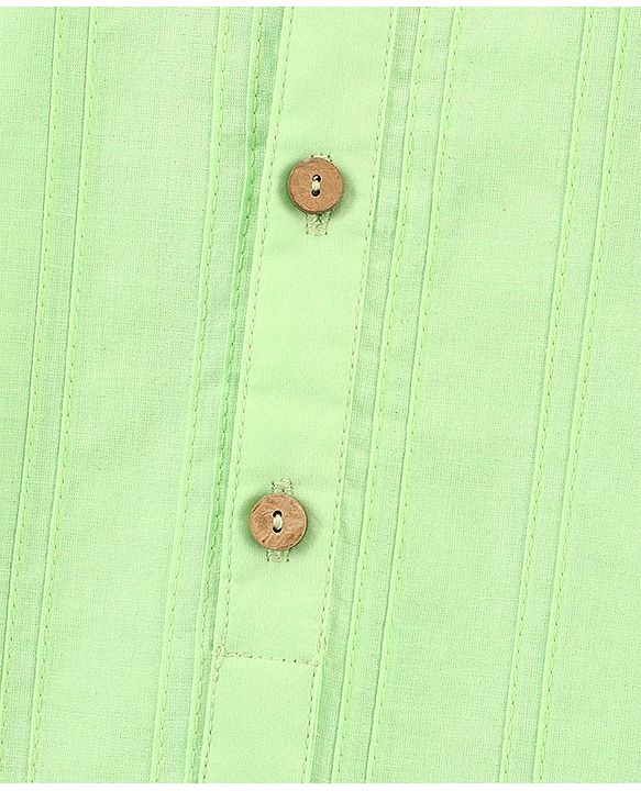 Pine Kids Full Sleeves Cotton Kurta Pajama Set Solid - Green