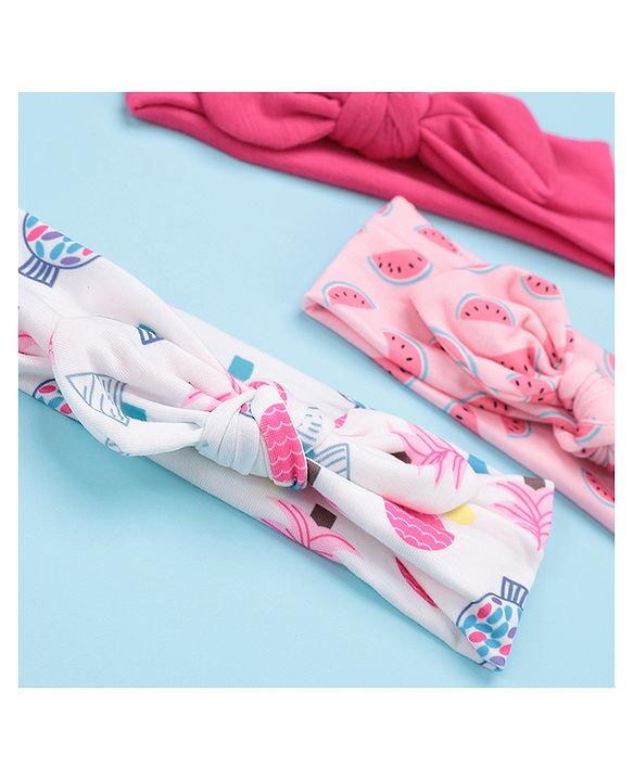 Babyhug Girls Headbands Pack of 3 - Pink and White
