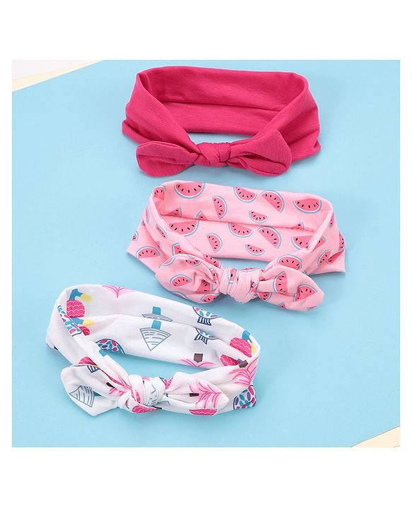 Babyhug Girls Headbands Pack of 3 - Pink and White