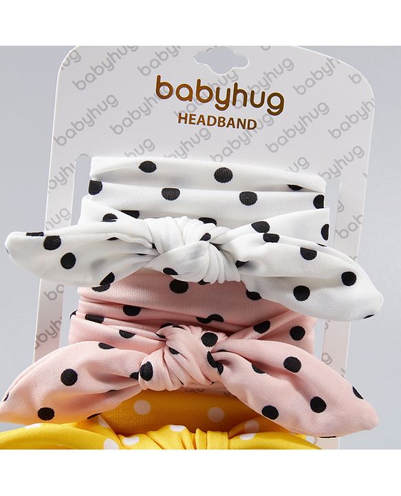 Babyhug Polka Dots Headbands Pack Of 3 - Multicolour