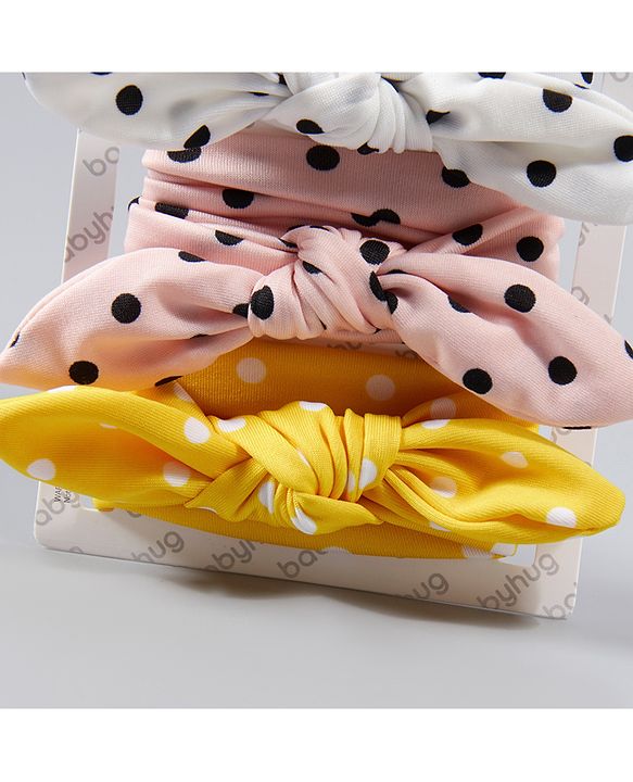 Babyhug Polka Dots Headbands Pack Of 3 - Multicolour