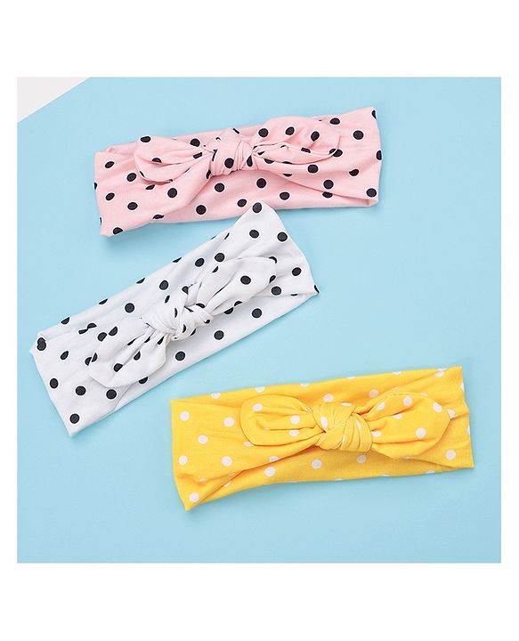 Babyhug Polka Dots Headbands Pack Of 3 - Multicolour