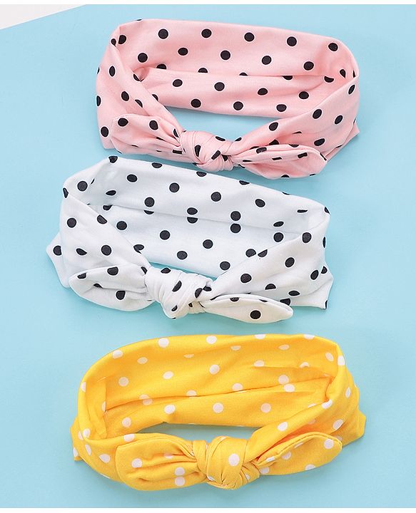 Babyhug Polka Dots Headbands Pack Of 3 - Multicolour