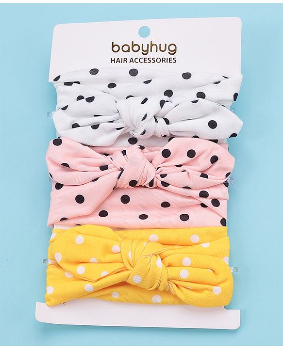 Babyhug Polka Dots Headbands Pack Of 3 - Multicolour