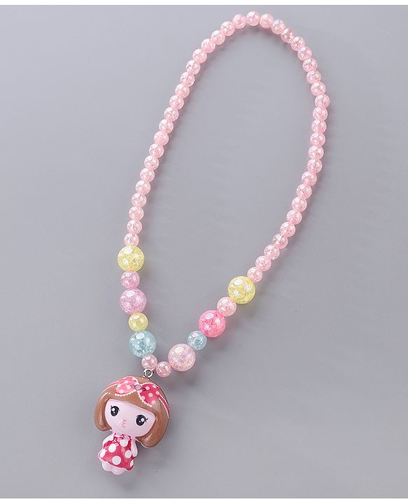 Babyhug Beaded Bracelet & Necklace With Doll Pendant Pack Of 2 - Pink