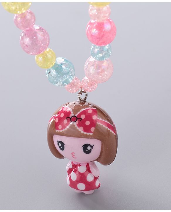 Babyhug Beaded Bracelet & Necklace With Doll Pendant Pack Of 2 - Pink