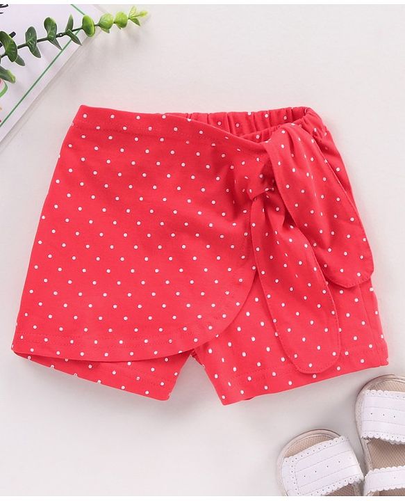 Babyhug Knee Length Knitted Skort Dot Print - Pink
