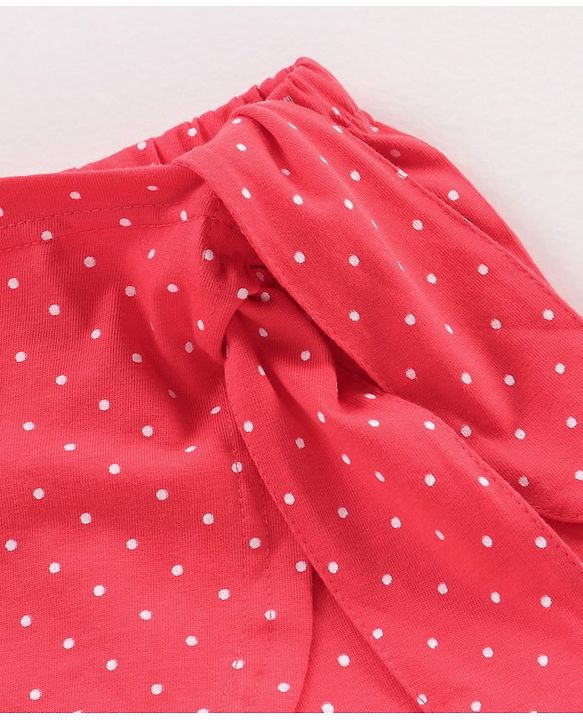 Babyhug Knee Length Knitted Skort Dot Print - Pink