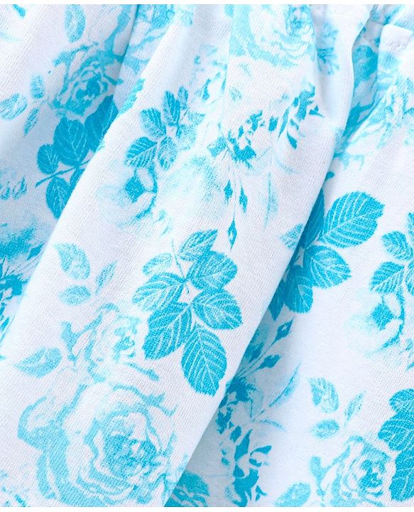 Babyhug Knee Length Cotton Skirt Floral Print- Blue