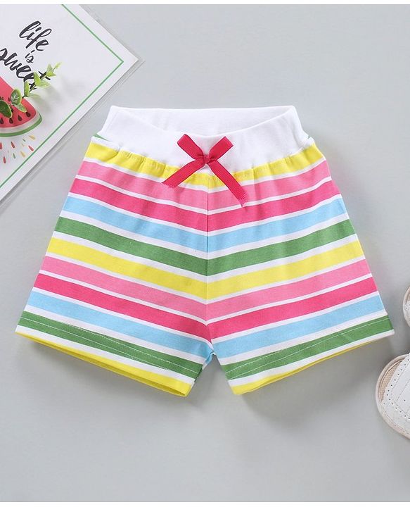 Babyhug Knit Striped Shorts - Multicolor