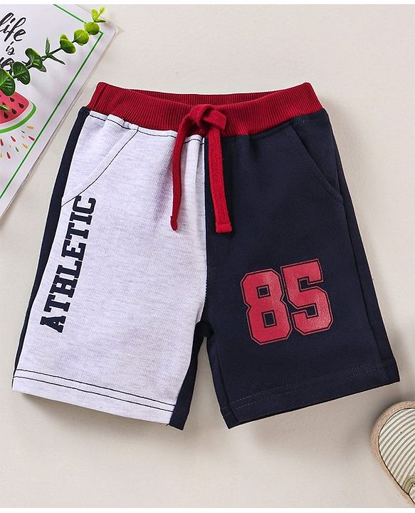 Babyhug Knee Length Shorts Text Print- Grey